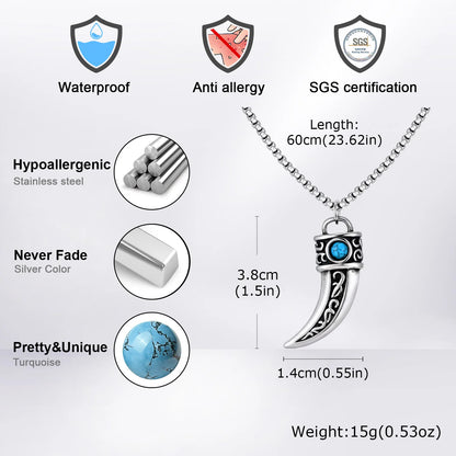 Horn Turquoise Pendant Necklace for Men