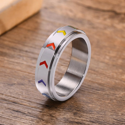 Stylish Spinner Rainbow LGBTQ Pride Rings for Men
