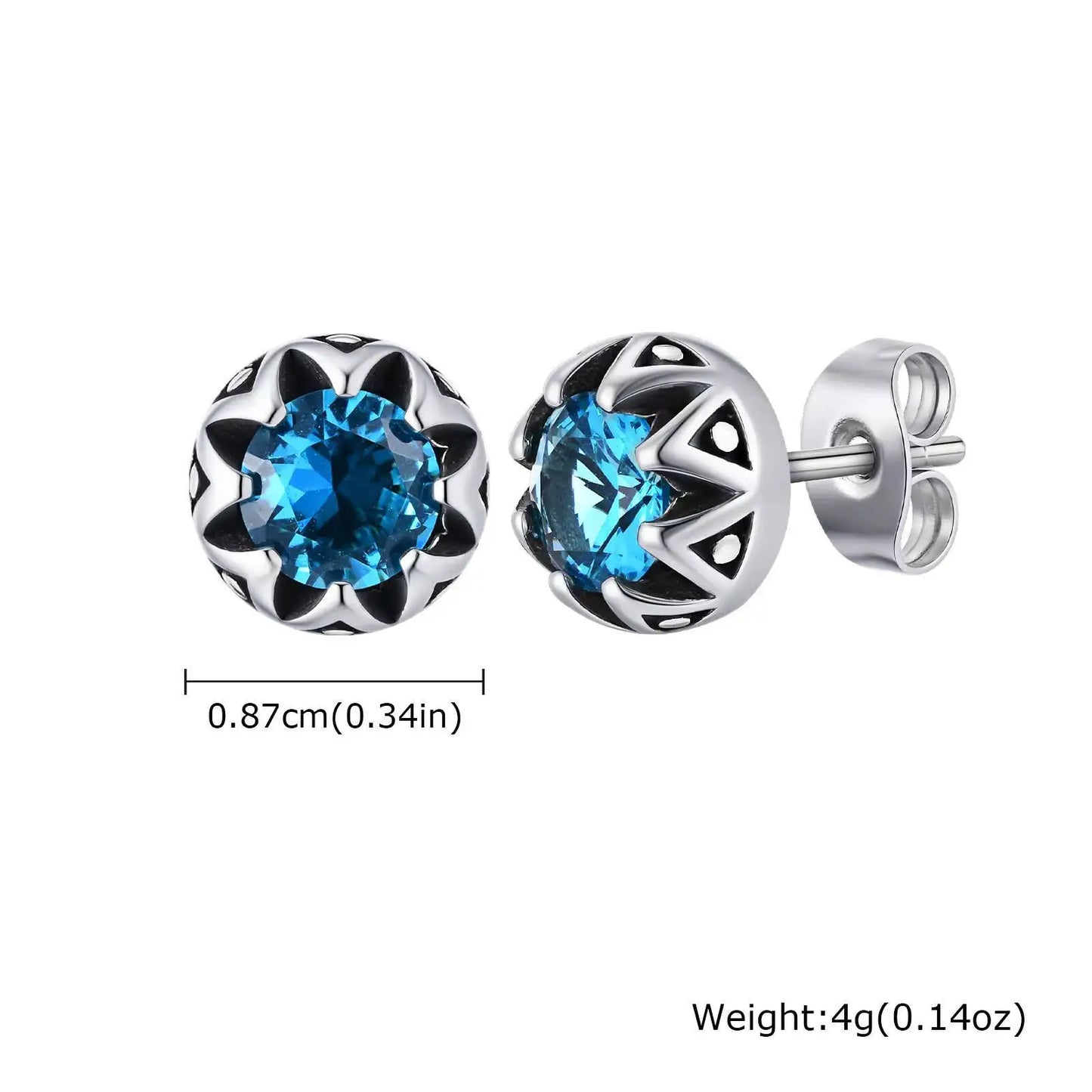 Sea Blue Stud Earring for Men Boys