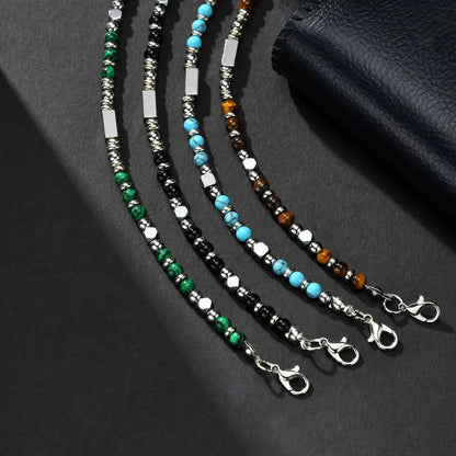 Stainless Steel Beaded Bracelet with Natural Stone