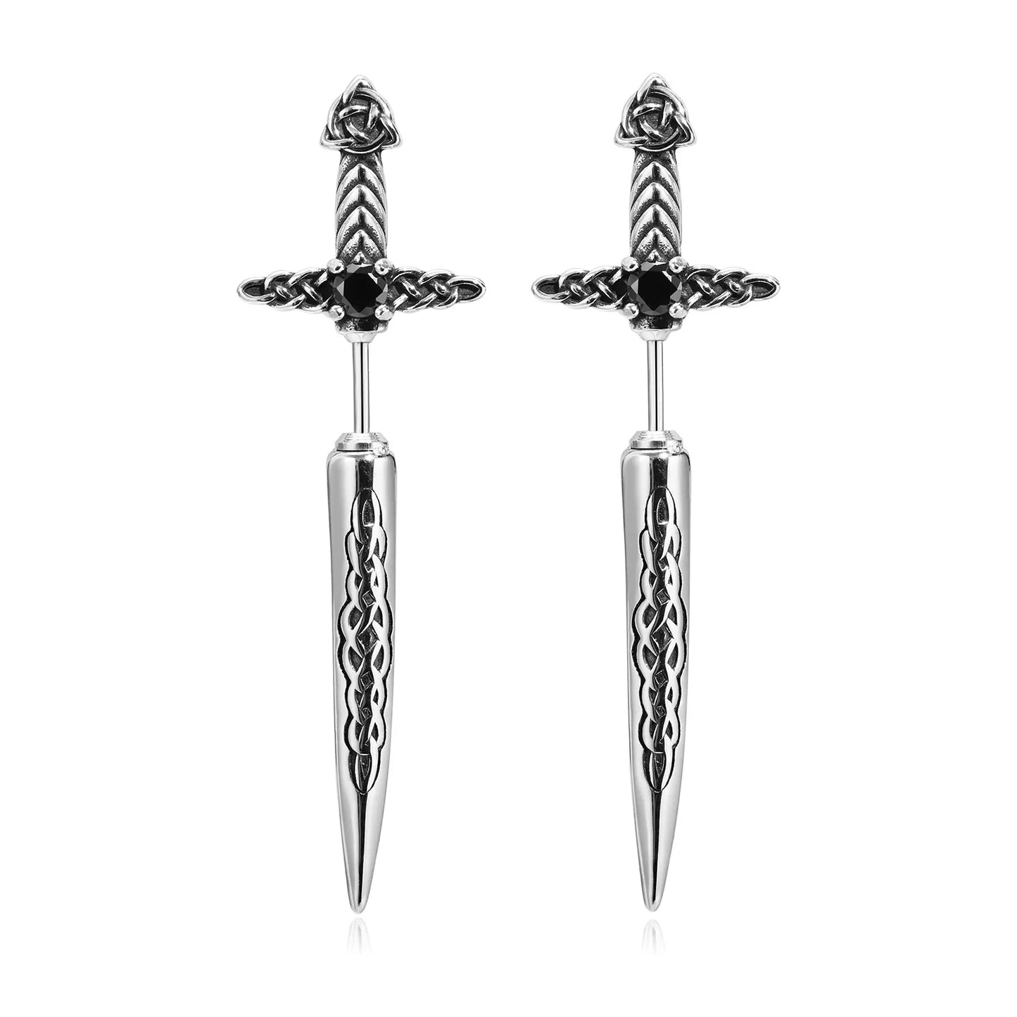 Rock Punk Sword Style Stud Earrings for Men Jewelry