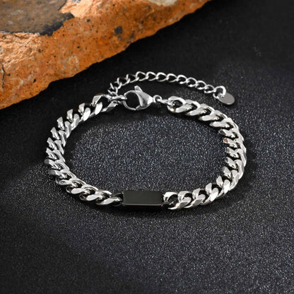 Free Engraving Cuban Chain ID Bracelet for Men