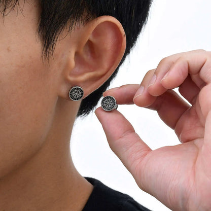 Viking Compass Zircon Stud Earrings