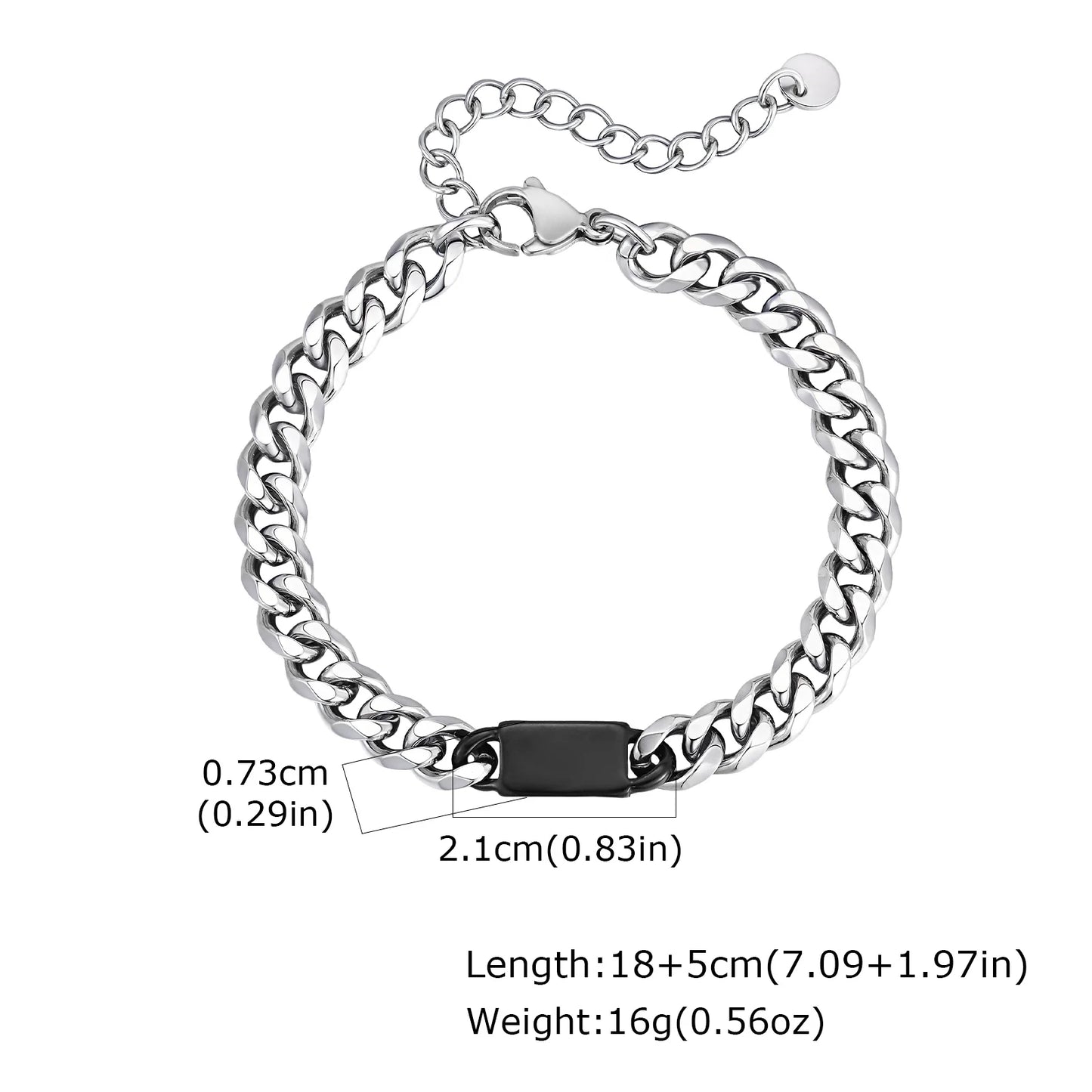 Free Engraving Cuban Chain ID Bracelet for Men