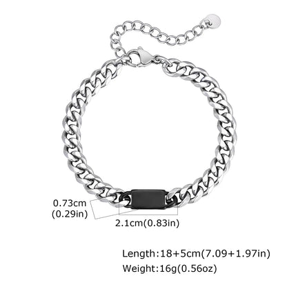 Free Engraving Cuban Chain ID Bracelet for Men