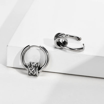 Celtic Knot Tube Hoop Earrings for Men