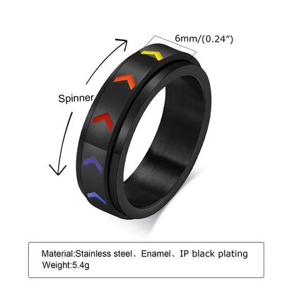 Stylish Spinner Rainbow LGBTQ Pride Rings for Men