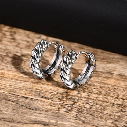 Minimalist Twisted Chain Hoop Earrings for Men