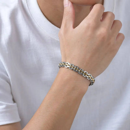 8.7mm Stainless Steel Strap Chain Bracelet for Men
