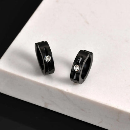 Stainless Steel Zircon Ear Clip Black