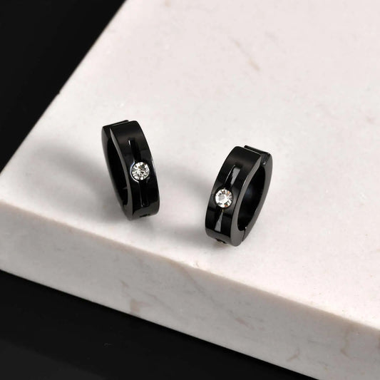 Stainless Steel Zircon Ear Clip Black