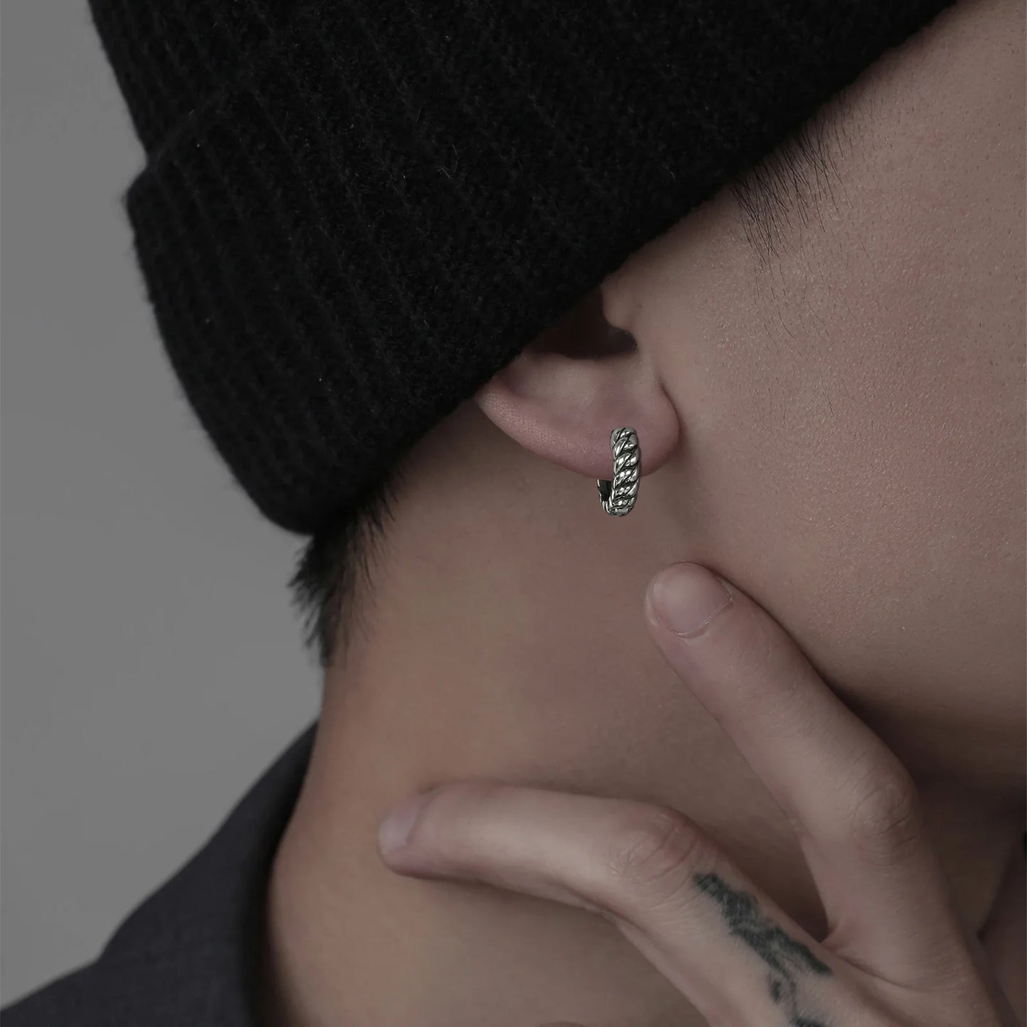 Minimalist Twisted Chain Hoop Earrings for Men