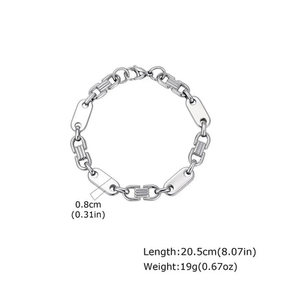 8MM Stainless Steel Link Chain Bracelet for Men