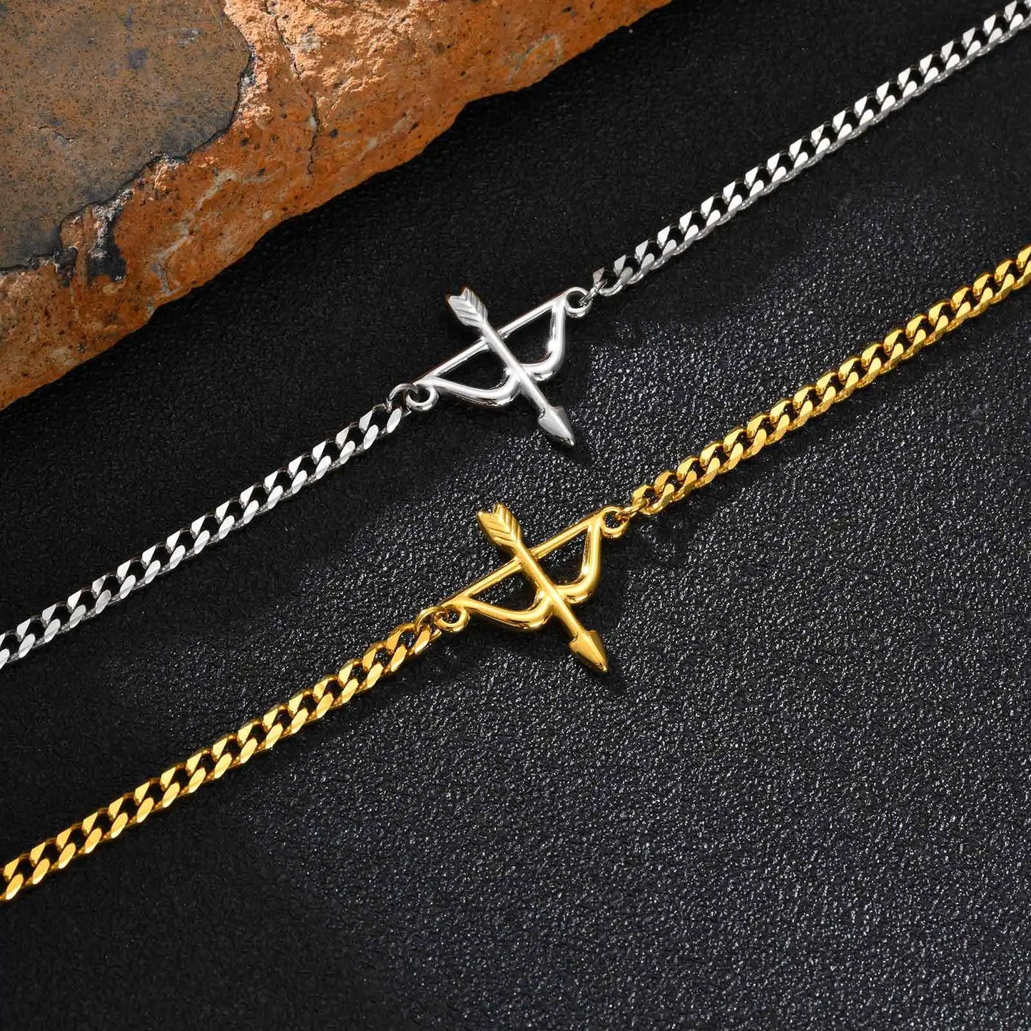 Stainless Steel Bow and Arrow Bracelet for Men