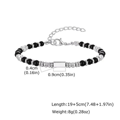 Stainless Steel Beaded Bracelet with Natural Stone