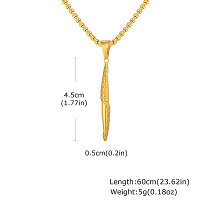 Hammered Bar Pendant Necklace for Men