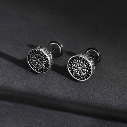 Viking Compass Zircon Stud Earrings