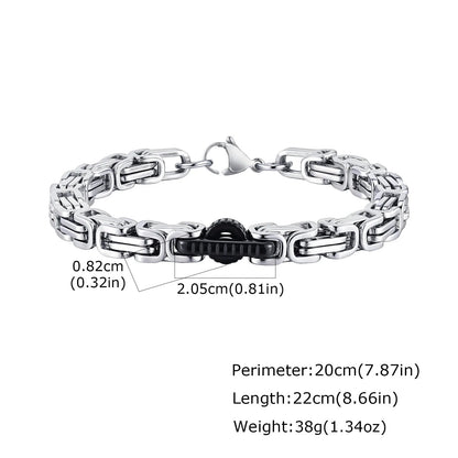 22cm Stainless Steel Byzantine Chain Bracelet for Men