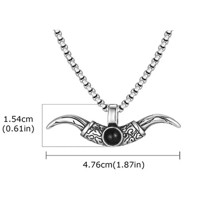 Vintage Bull Horn Necklace for Men Boys