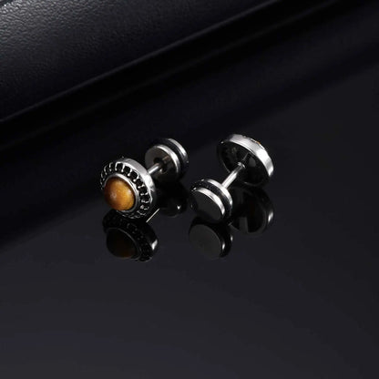 Vintage Punk Black Zircon Earrings for Men
