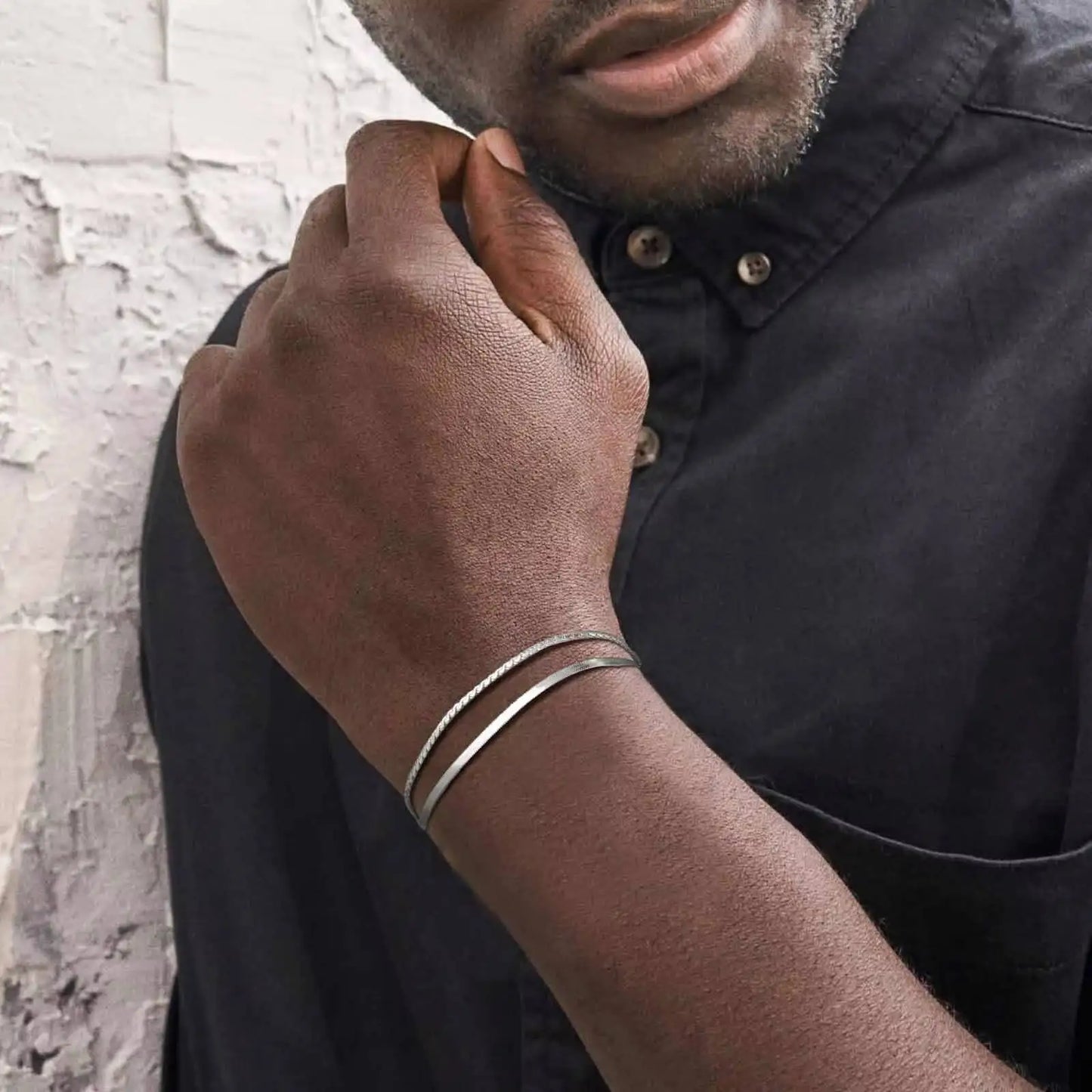 Stainless Steel Blade Double Layer Chain Bracelet for Men