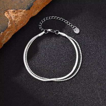 Stainless Steel Blade Double Layer Chain Bracelet for Men