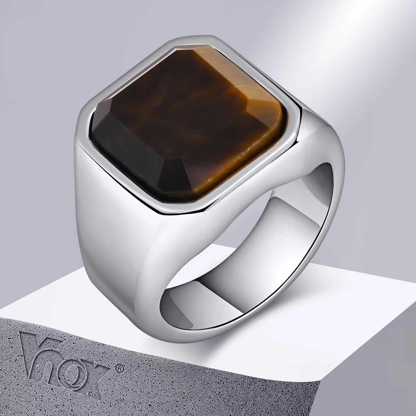 Stylish Men Natural Stone Signet Rings