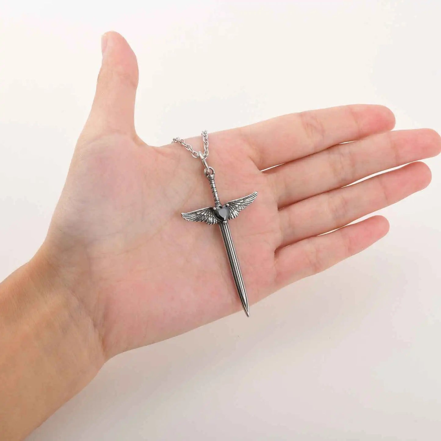 Gothic Love Wings Pendant Necklace for Men