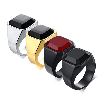 Stylish Men Natural Stone Signet Rings