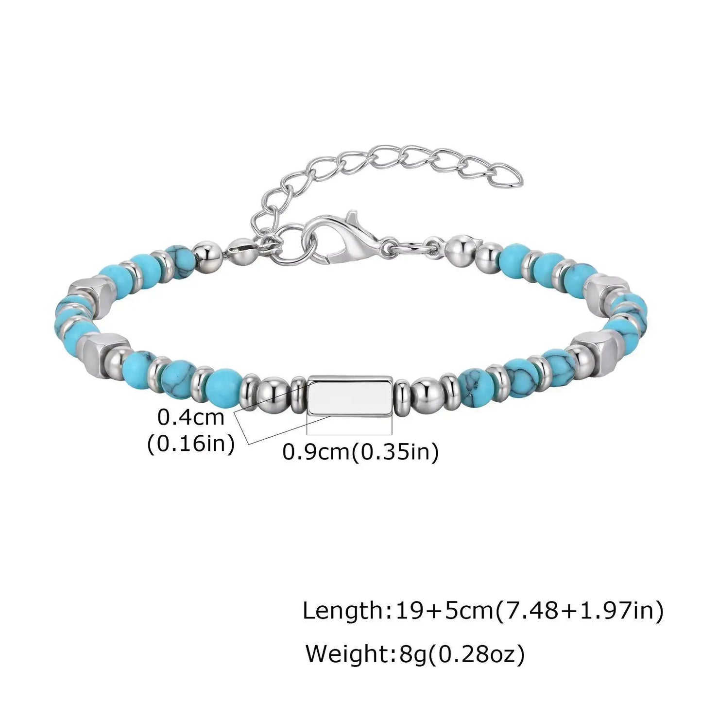 Stainless Steel Beaded Bracelet with Natural Stone