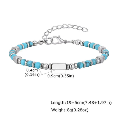 Stainless Steel Beaded Bracelet with Natural Stone