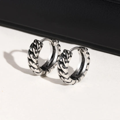 Minimalist Twisted Chain Hoop Earrings for Men