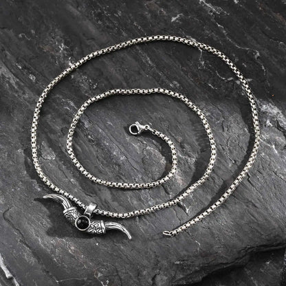 Vintage Bull Horn Necklace for Men Boys