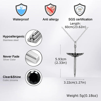 Gothic Love Wings Pendant Necklace for Men