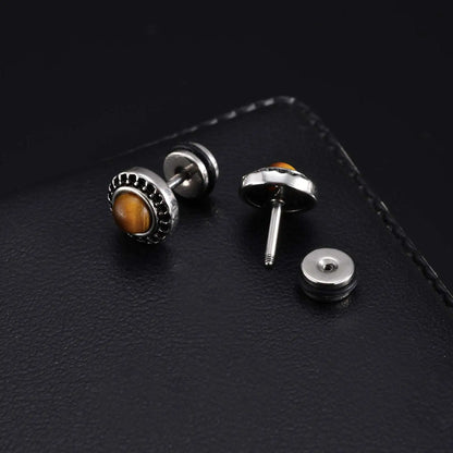 Vintage Punk Black Zircon Earrings for Men