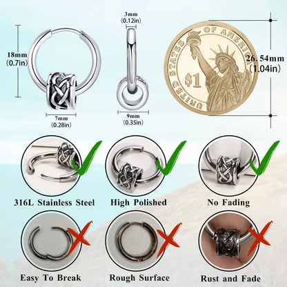 Celtic Knot Tube Hoop Earrings for Men