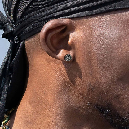 Viking Compass Zircon Stud Earrings