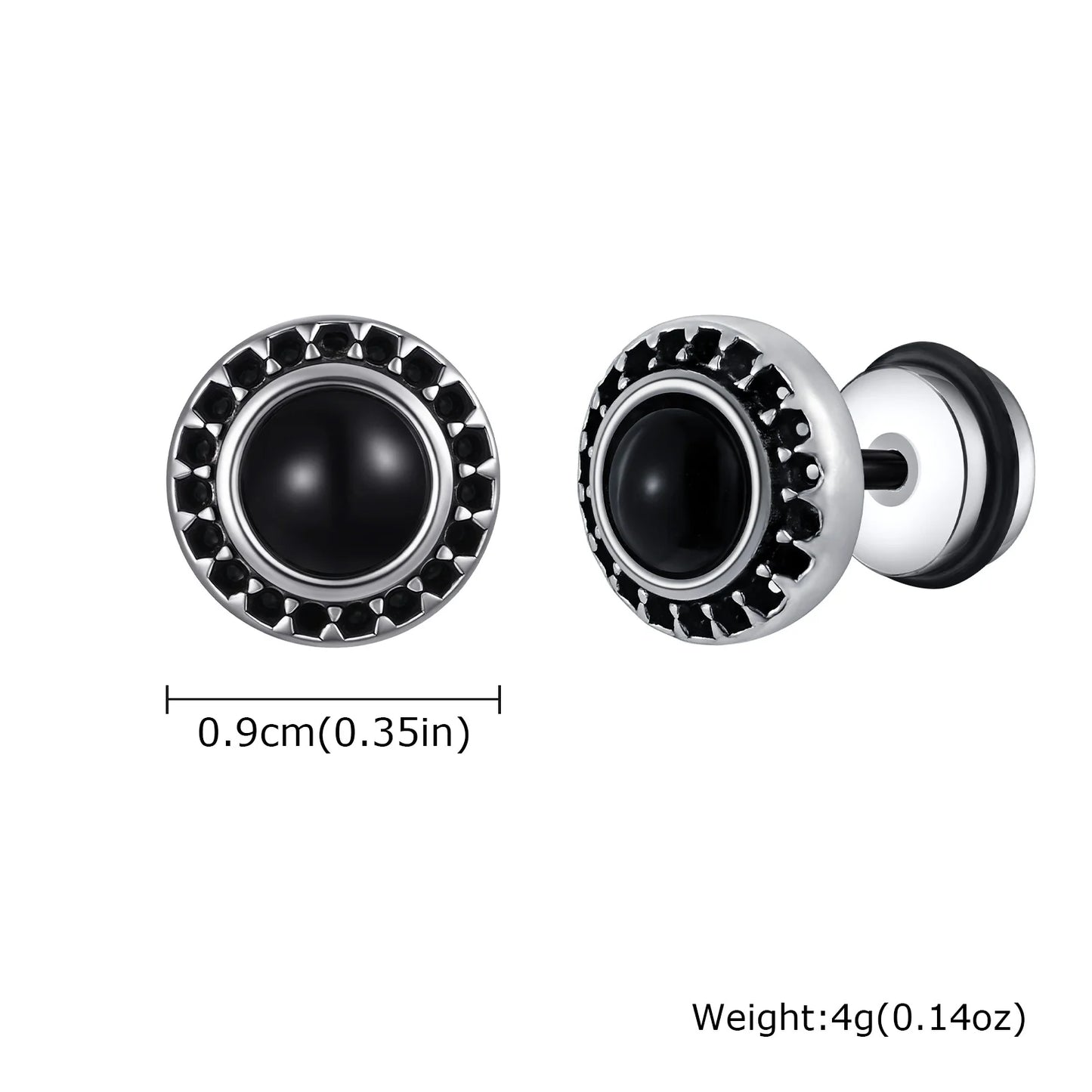 Vintage Punk Black Zircon Earrings for Men