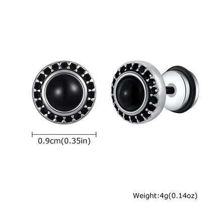 Vintage Punk Black Zircon Earrings for Men