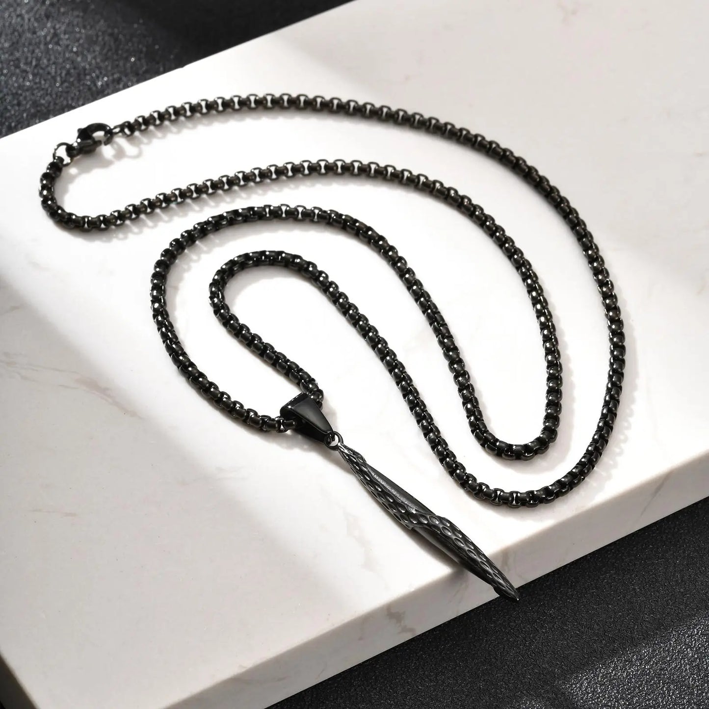 Hammered Bar Pendant Necklace for Men