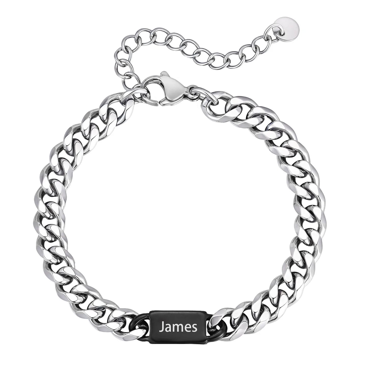Free Engraving Cuban Chain ID Bracelet for Men
