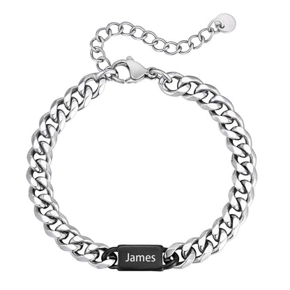 Free Engraving Cuban Chain ID Bracelet for Men