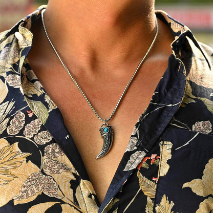 Horn Turquoise Pendant Necklace for Men