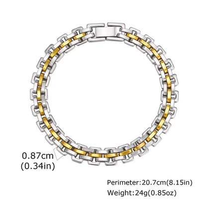 8.7mm Stainless Steel Strap Chain Bracelet for Men