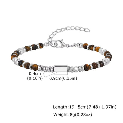 Stainless Steel Beaded Bracelet with Natural Stone