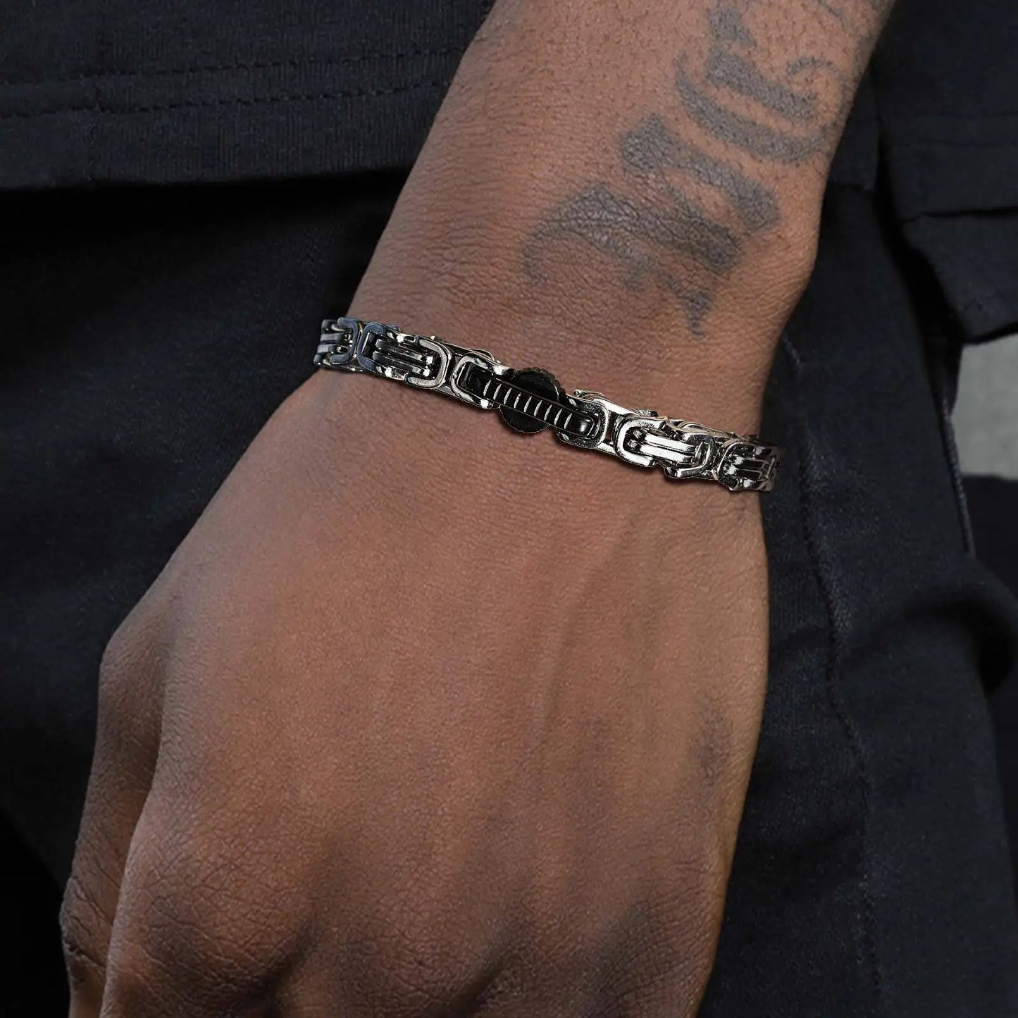 22cm Stainless Steel Byzantine Chain Bracelet for Men