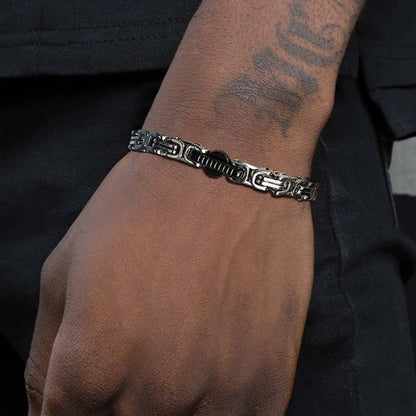 22cm Stainless Steel Byzantine Chain Bracelet for Men