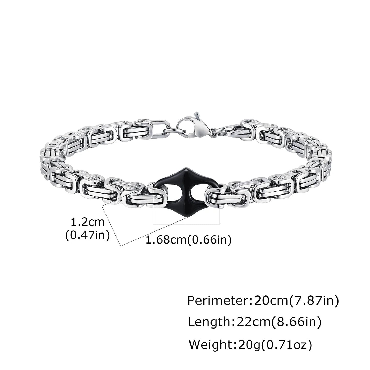 22cm Stainless Steel Byzantine Chain Bracelet for Men