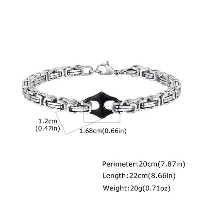 22cm Stainless Steel Byzantine Chain Bracelet for Men