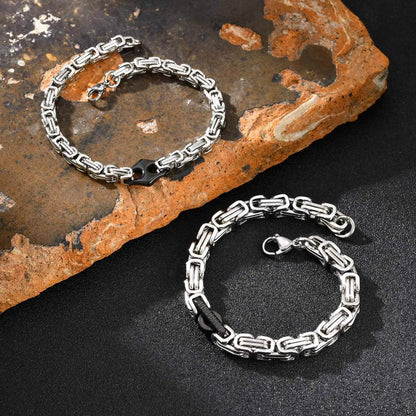 22cm Stainless Steel Byzantine Chain Bracelet for Men